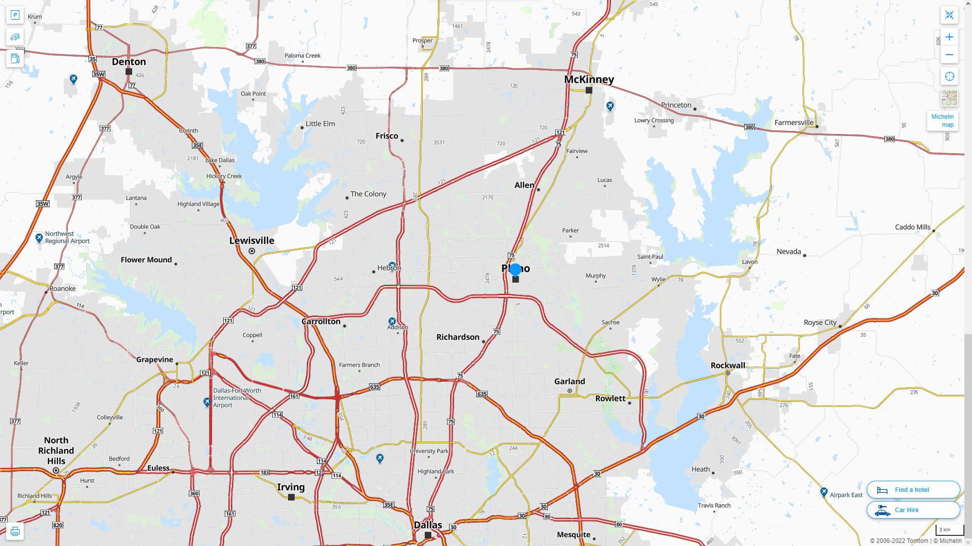 Plano Texas Highway and Road Map